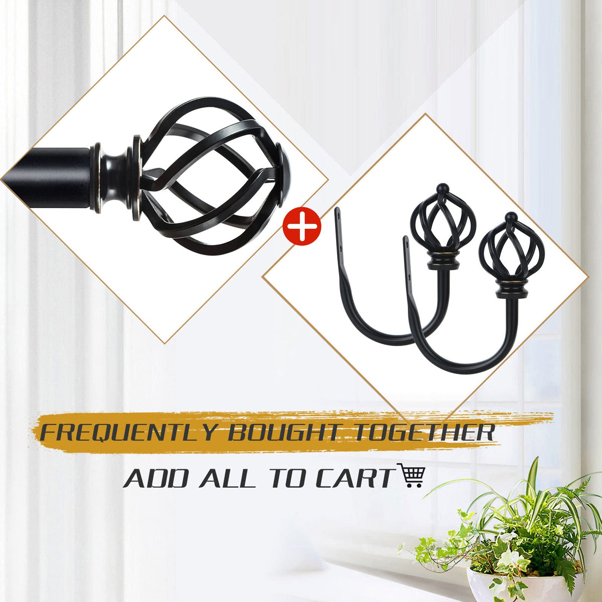 Curtain Drapery Holdbacks for Wall, 2 Pack Black Curtain Tiebacks