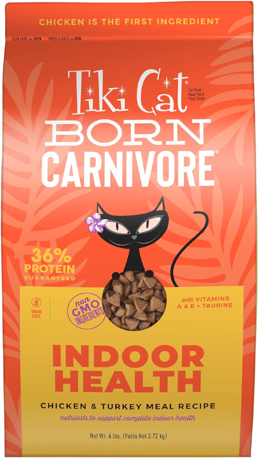 Tiki Cat Born Carnivore Dry Cat Food, Chicken & Turkey Meal, 6 lb Bag