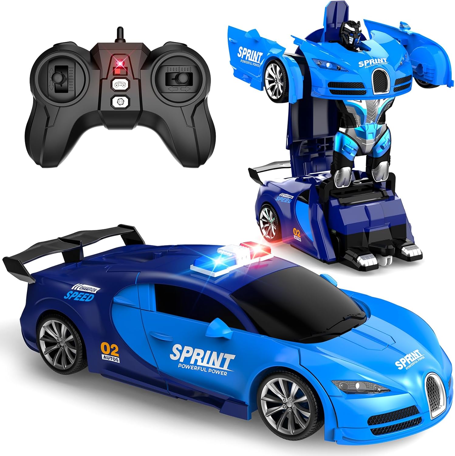 Remote Control Car, One-Click Becoming Robot Transforming Toys Car for Boys, Smooth Deformation, Demo Mode, 360°