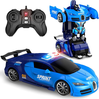 Remote Control Car, One-Click Becoming Robot Transforming Toys Car for Boys, Smooth Deformation, Demo Mode, 360°