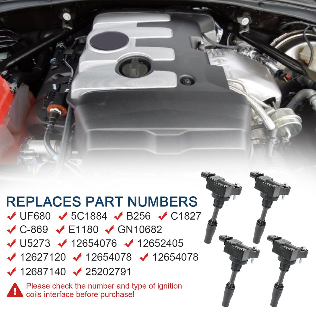 4 PCS UF680 Ignition Coils Compatible with Colorado Malibu 2.0 2.4 2.5L