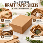 Indented Kraft Paper Sheets, 60 lb, 24 x 36 in, 210 Sheets
