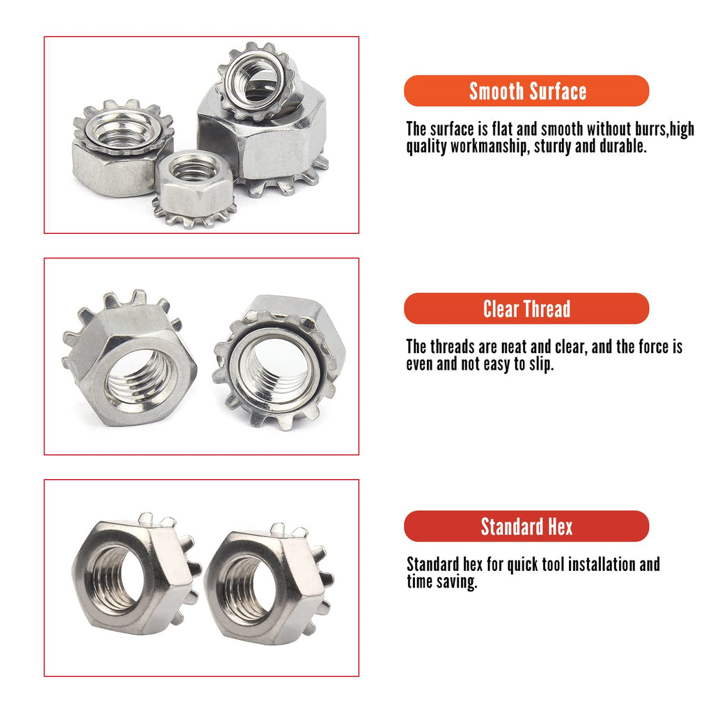 MroMax #6-32 K-Lock Nuts, Keps Nuts, External Tooth Washer Nuts, 100Pcs