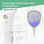 Rechargeable Handheld Bug Zapper Racket 2 in 1 Electric Fly Swatter (2 in 1 Green)