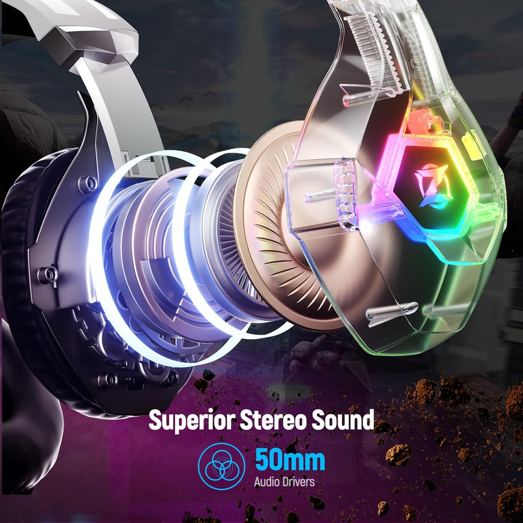 Gaming Headset for PC, Ps4, Ps5, Xbox Headset with 7.1 Surround Sound Gaming Headphones with Noise Canceling Mic, LED
