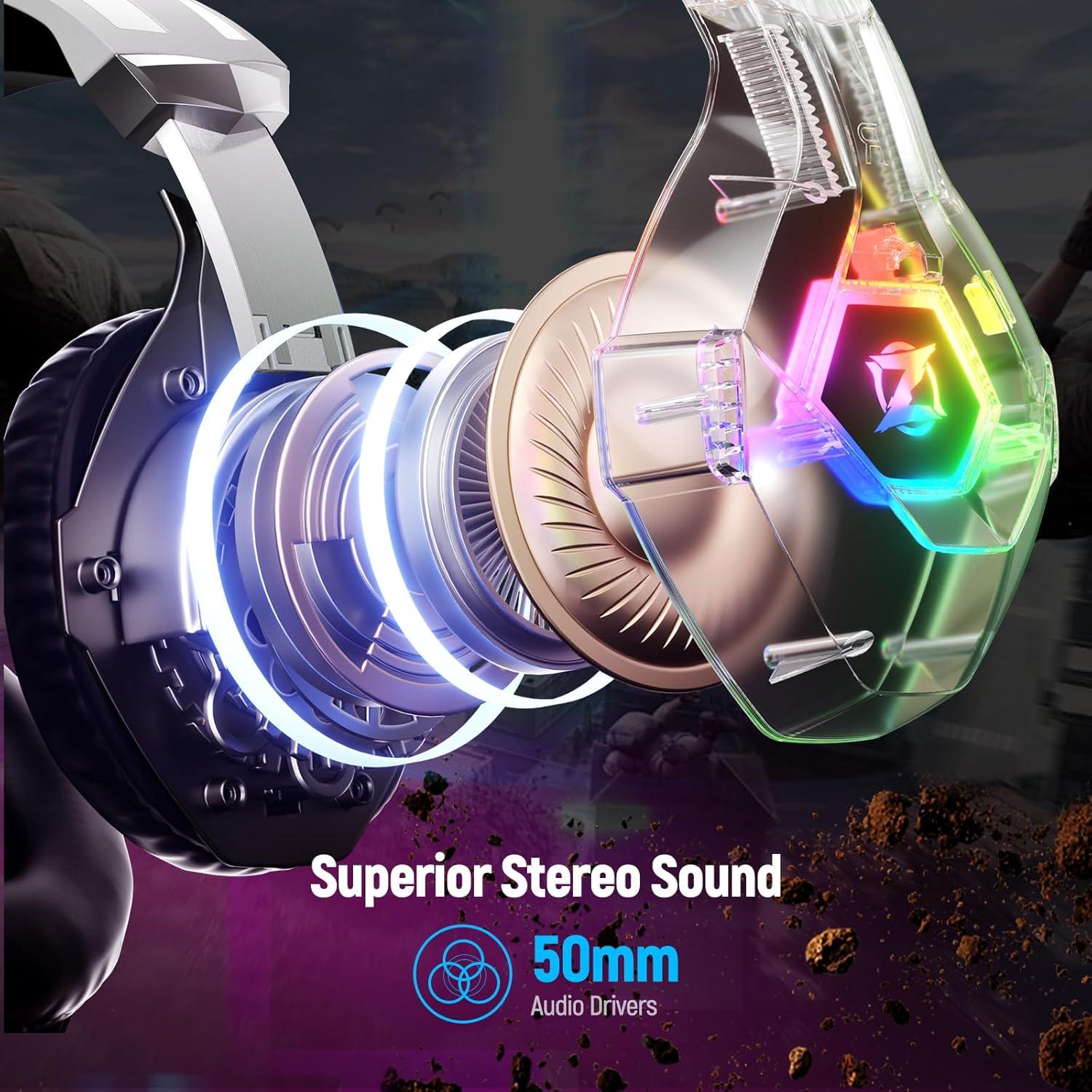 Gaming Headset for PC, Ps4, Ps5, Xbox Headset with 7.1 Surround Sound Gaming Headphones with Noise Canceling Mic, LED