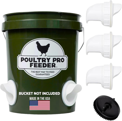 Poultry Pro DIY Chicken Feeder Kit, Weatherproof, 3 Ports & Hole Saw | As Seen on Shark Tank, Gravity Fed Chicken
