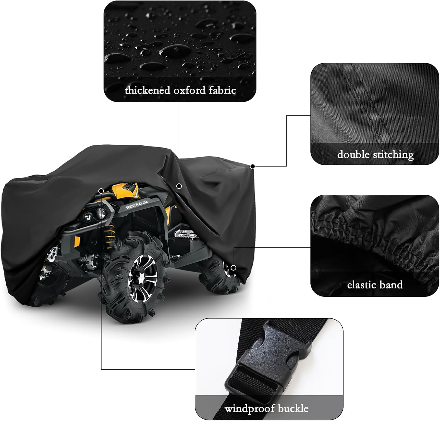 ATV Cover 210D Oxford Fabric Protection Against Water, UV, Wind | Quad Cover for Can-am, Suzuki, Kawasaki, Honda
