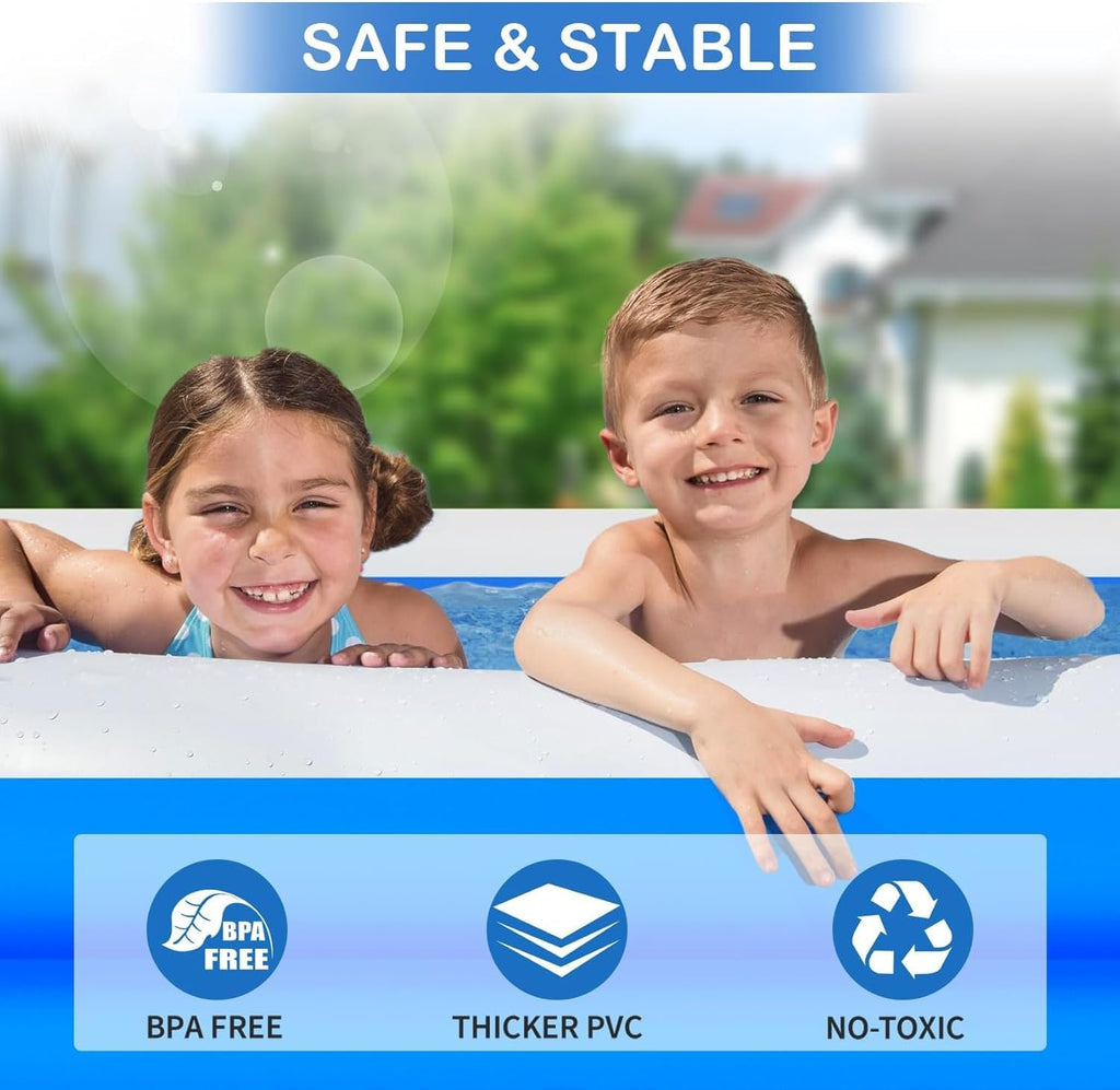 Large Inflatable Pool for Adults- 120"x70"x22" Inflatable Swimming Pool Blow-Up Pools, Oversized Thickened Heavy Duty