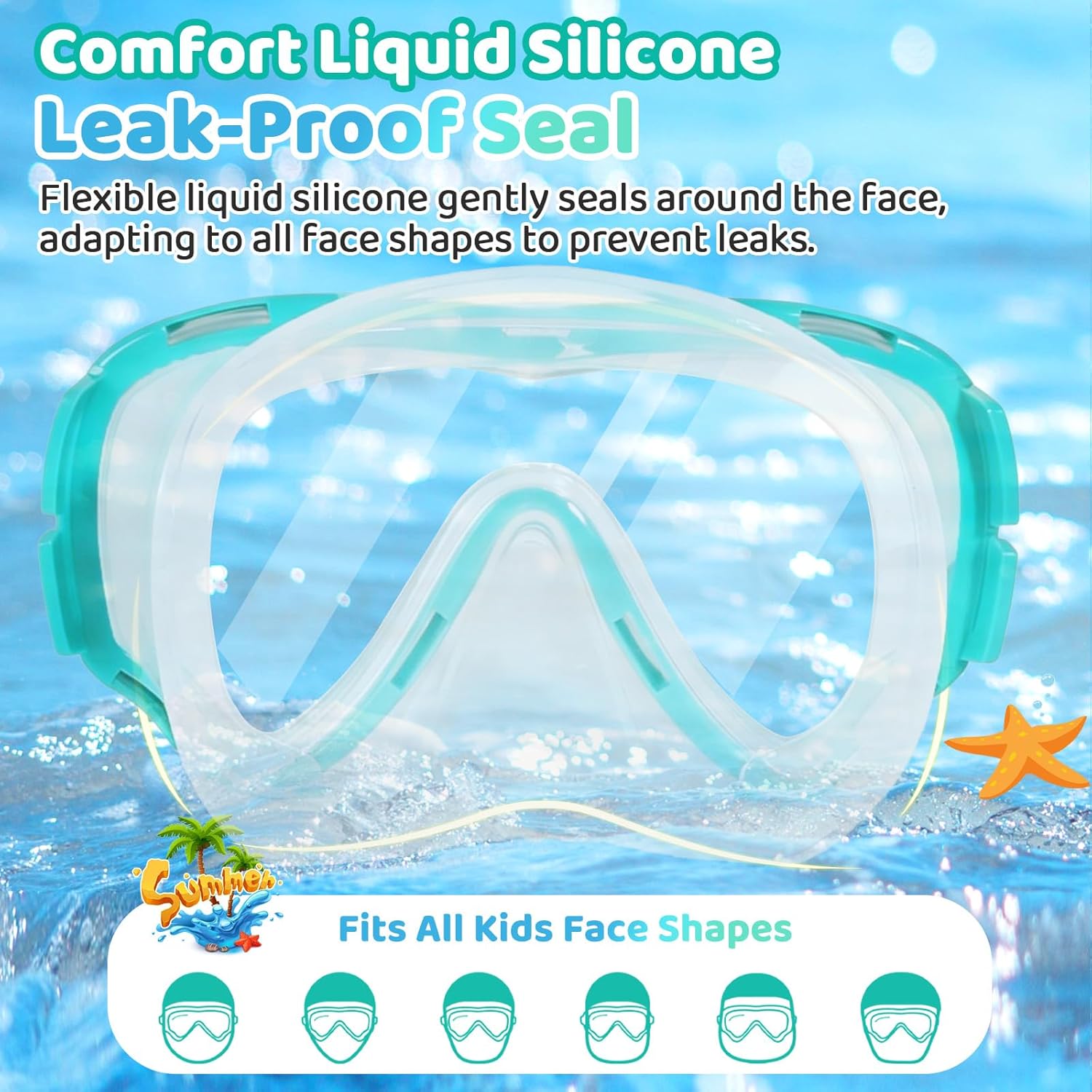 Snorkel Set for Kids 3-14, Dry Top Snorkeling Gear for Boys Girls Youth, Panoramic View Swim Goggles with Nose Cover
