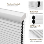 Cordless Blackout Cellular Shades, 35" W x 64" H, White