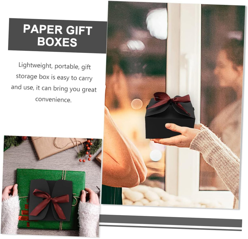 Black Kraft Paper Gift Boxes 10 Pack, Portable Nesting Set