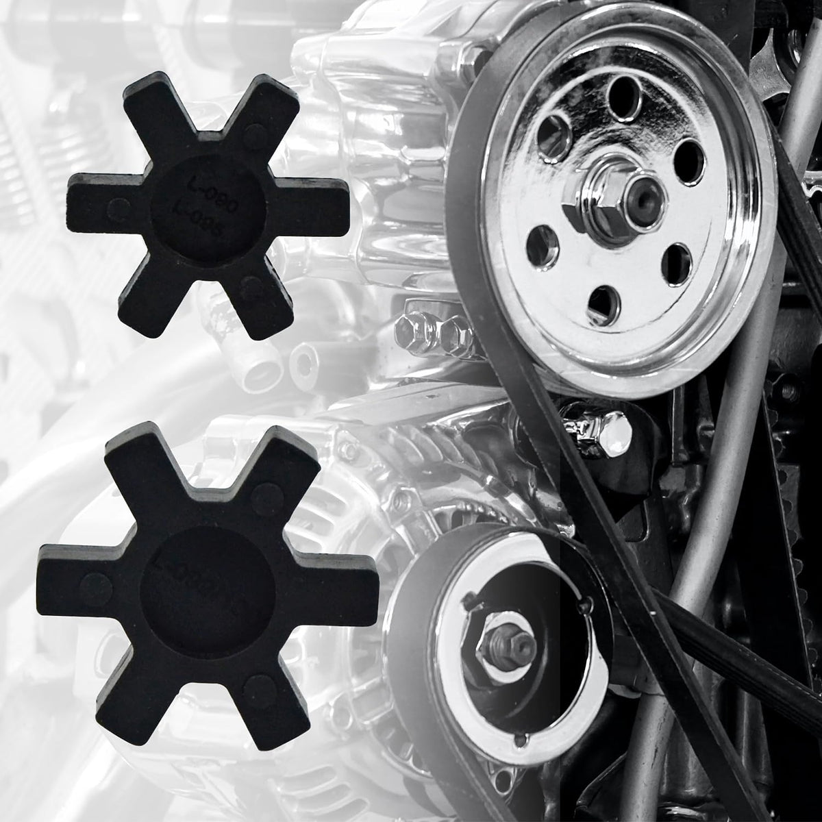4-Pack L100 NBR Rubber Spider Insert - Solid Center Inserts for L-Jaw Coupler Set, Black (4, L100)