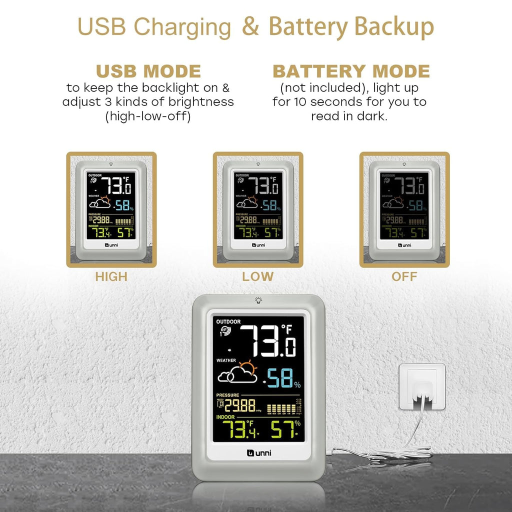 Indoor Outdoor Thermometer Wireless Weather Station 330ft Sensor, Multi | 330ft Range Sensor and Adjustable