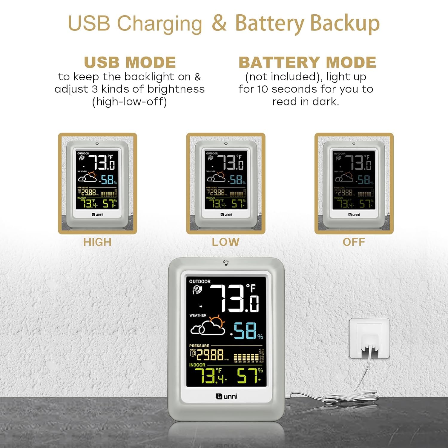 Indoor Outdoor Thermometer Wireless Weather Station 330ft Sensor, Multi | 330ft Range Sensor and Adjustable