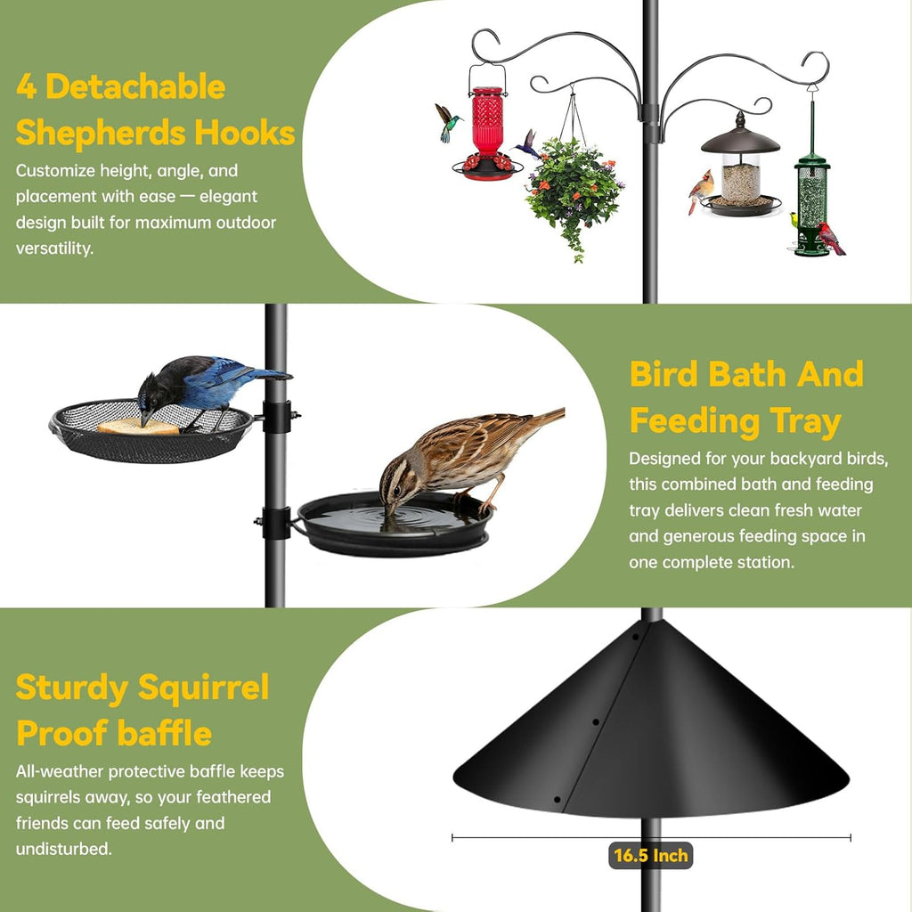 92-Inch Thickened Bird Feeder Pole with Squirrel Proof Design | 2-in-1 Bird house Bracket, Heavy Duty Bird House