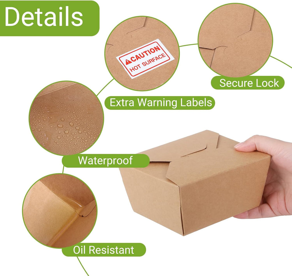 27oz Paper to Go Boxes for Food, 50 Pack Kraft Paper Take Out box