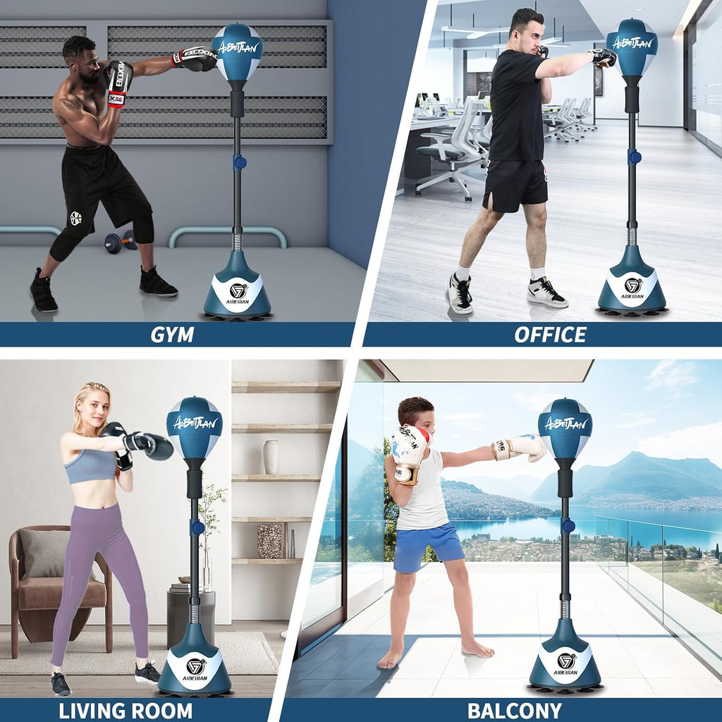 Freestanding Reflex Boxing Bag,Punching Bag with Stand,Height Adjustable,Speed Punching Ball for Adults Kids,Boxing