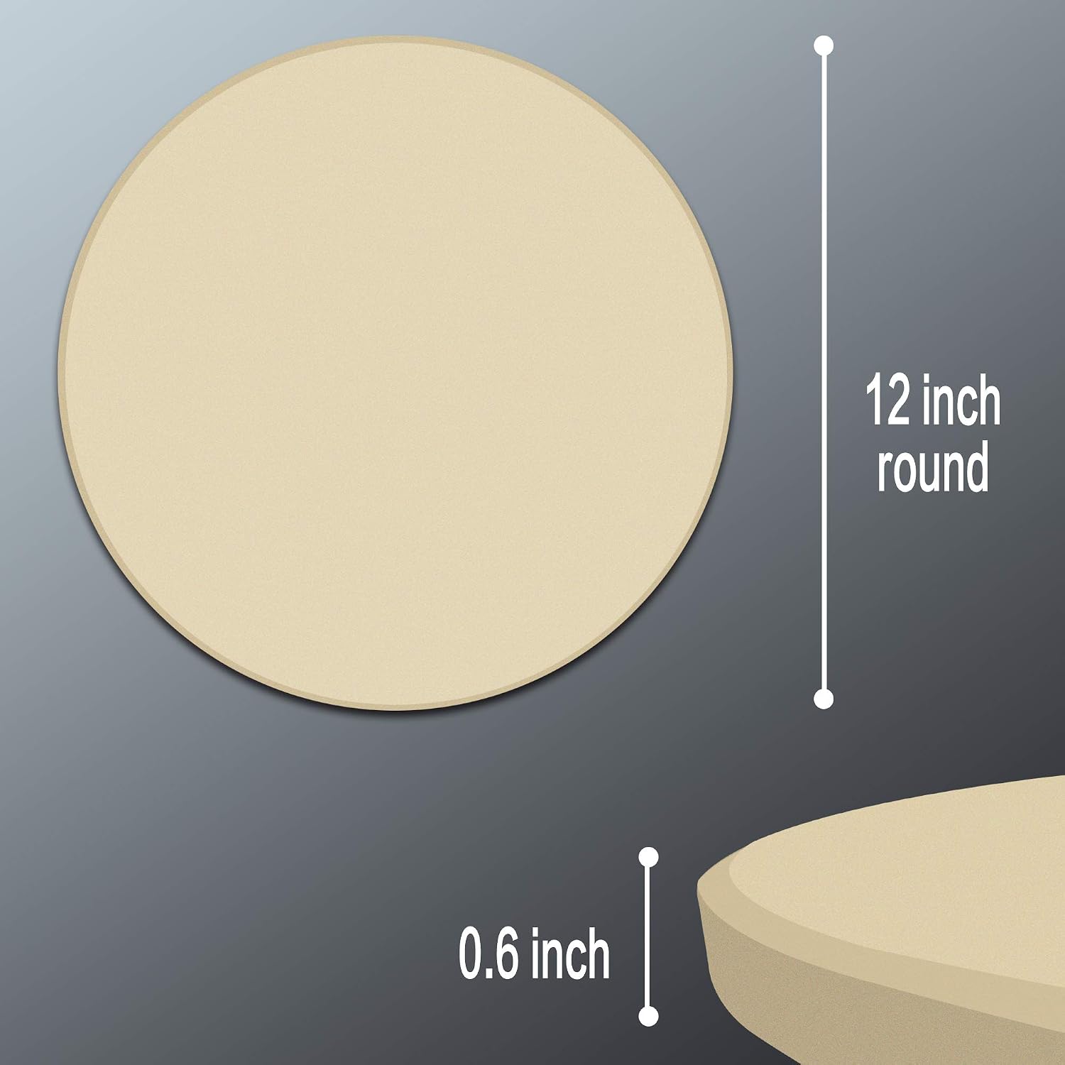 Round Pizza Stone, Heavy Duty Cordierite Pizza Grilling Stone, Baking Stone, Pizza Pan, Perfect for Oven, BBQ and