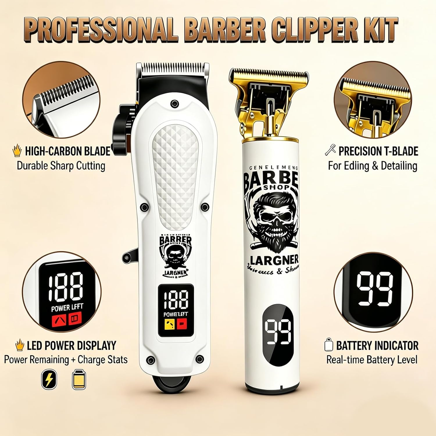Hair Clippers for Men, Clippers and Trimmers Set, Barber Clippers, Electric Hair Trimmer with Box, Gifts for Men