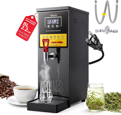 Commercial Hot Water Dispenser, 1600W Electric Water Boiler Countertop, 30L(8Gal)/H Step-Heating Stainless Steel