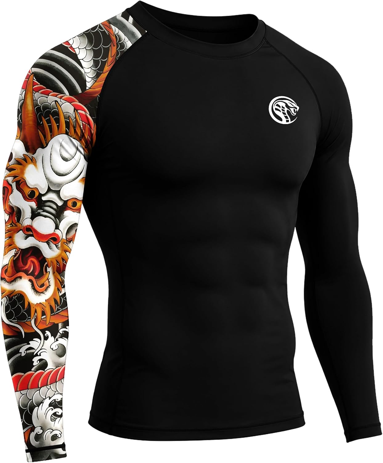 Men's UPF 50+ BJJ Rash Guard, Jiu Jitsu Long Sleeve Compression Shirts, MMA Athletic Base Layer Wrestling Grappling