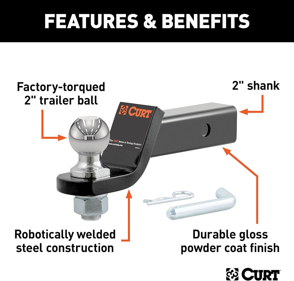 45036 Loaded Ball Mount, 7,500 lb, 2" Drop