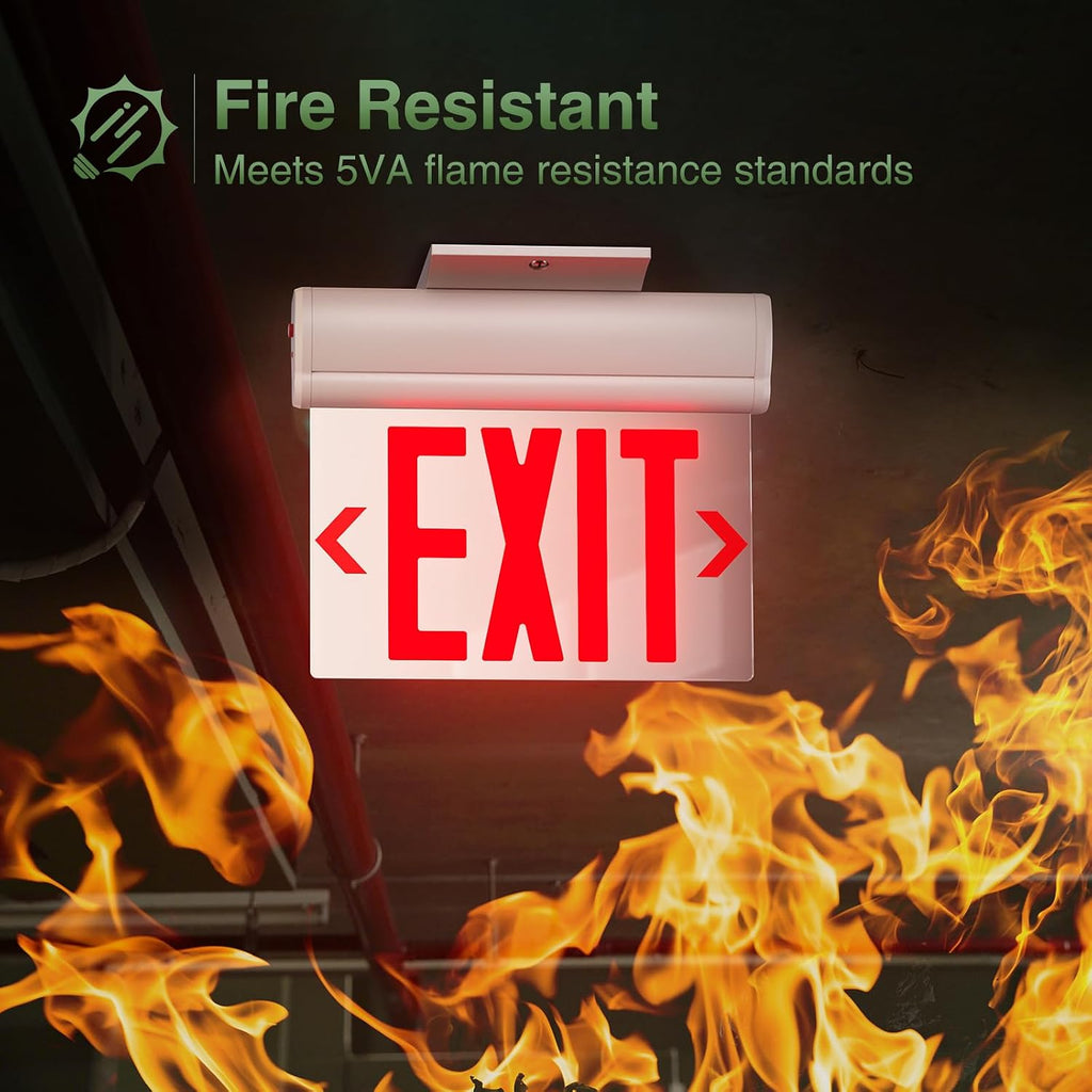 2 Pack Red LED Double-Sided Exit Sign with Battery Backup