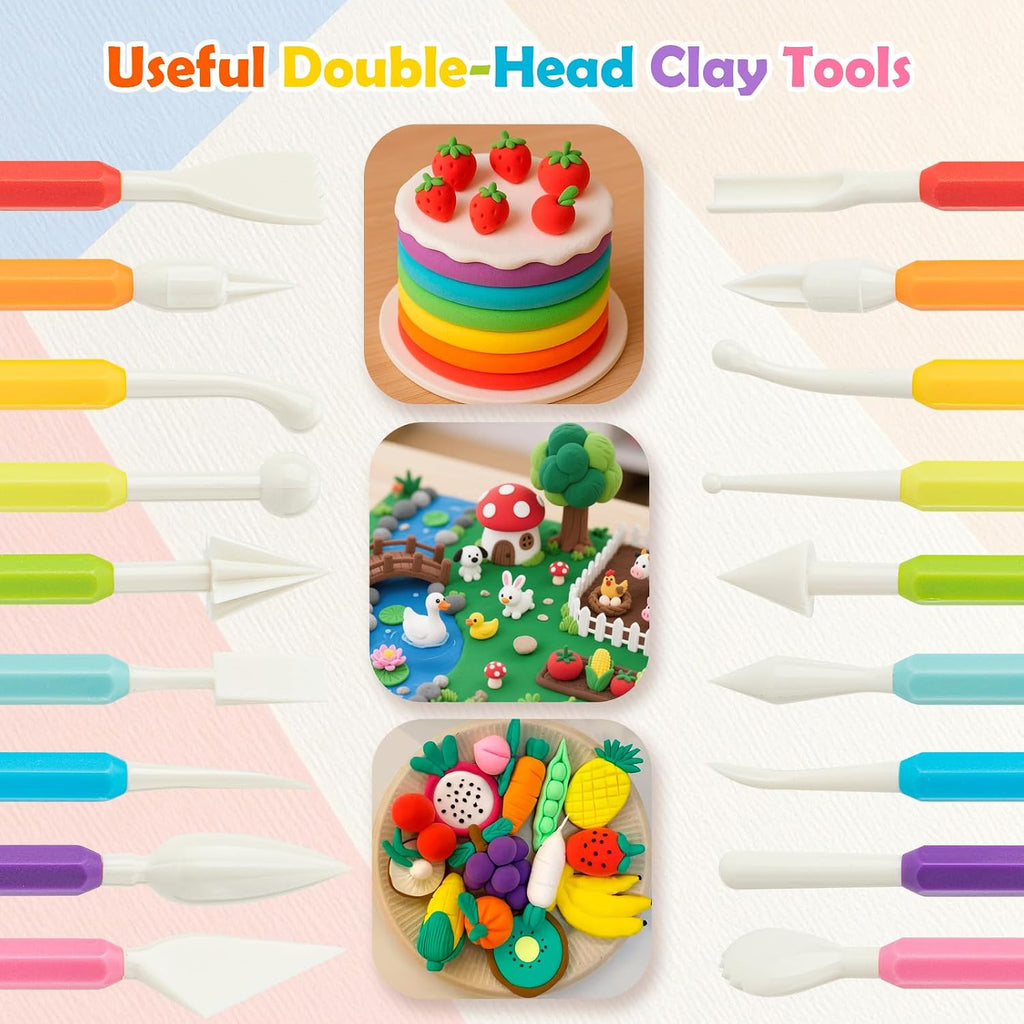 2 Set Air Dry Clay Tools, 18PCS Polymer Clay Tools Kit for Modeling, Plastic Clay Tools Sculpting for Kids, Adults