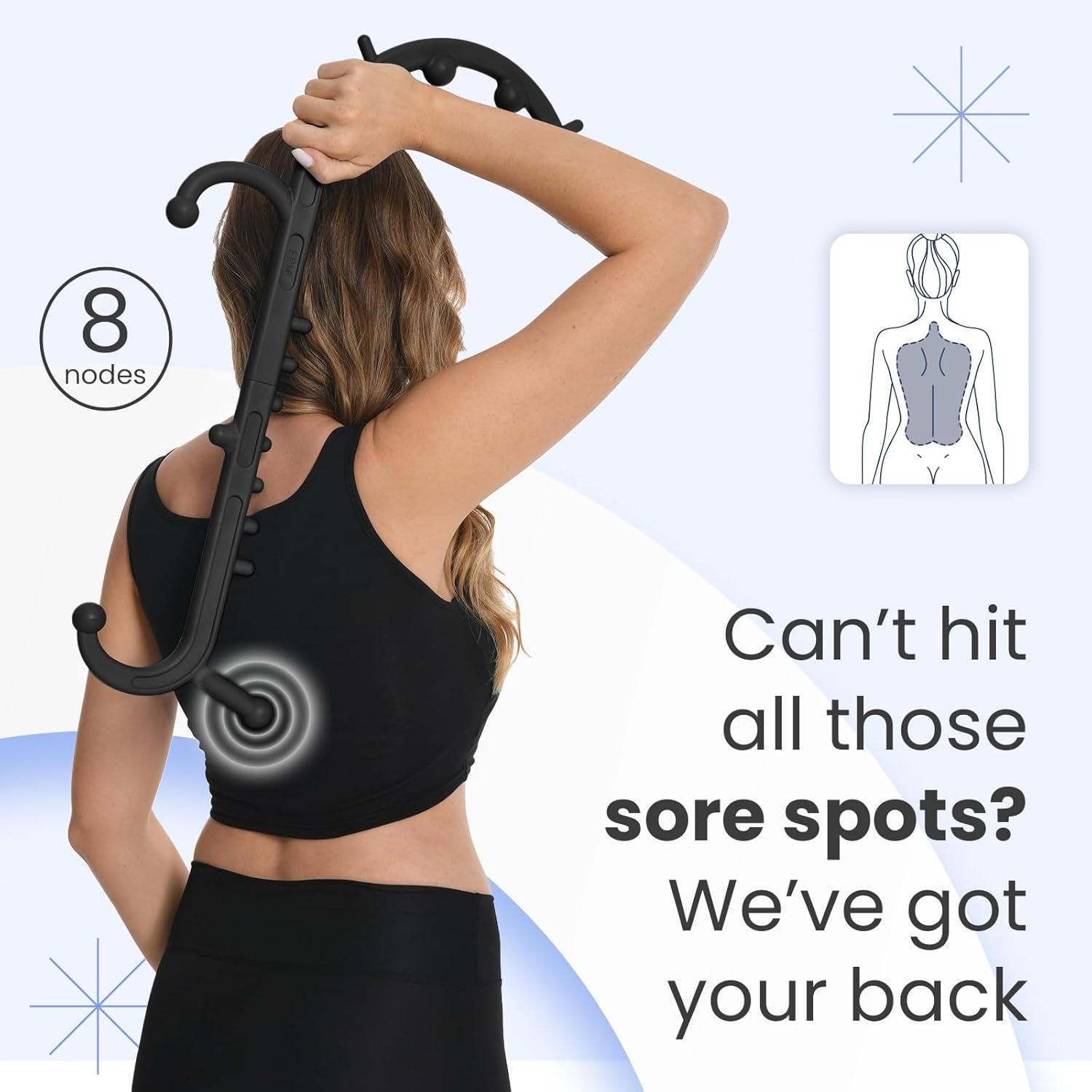 Deep Tissue Back & Neck Massager - Back Massager Stick for Pain Relief, Muscle Knot Remover, Trigger Point Massage