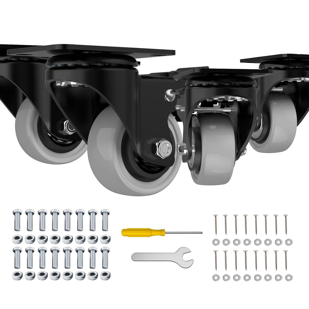 2 Inch Wheel Casters,Set of 4 Heavy-Duty Industrial Caster Wheels with Brake PU No Noise Wheels with Double Locking