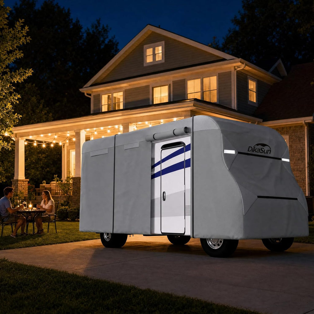 Class C RV Cover 23' ~ 26', 7 Layers Top Motorhome Cover, Heavy Duty Anti-UV Camper Cover Windproof Ripstop Class C