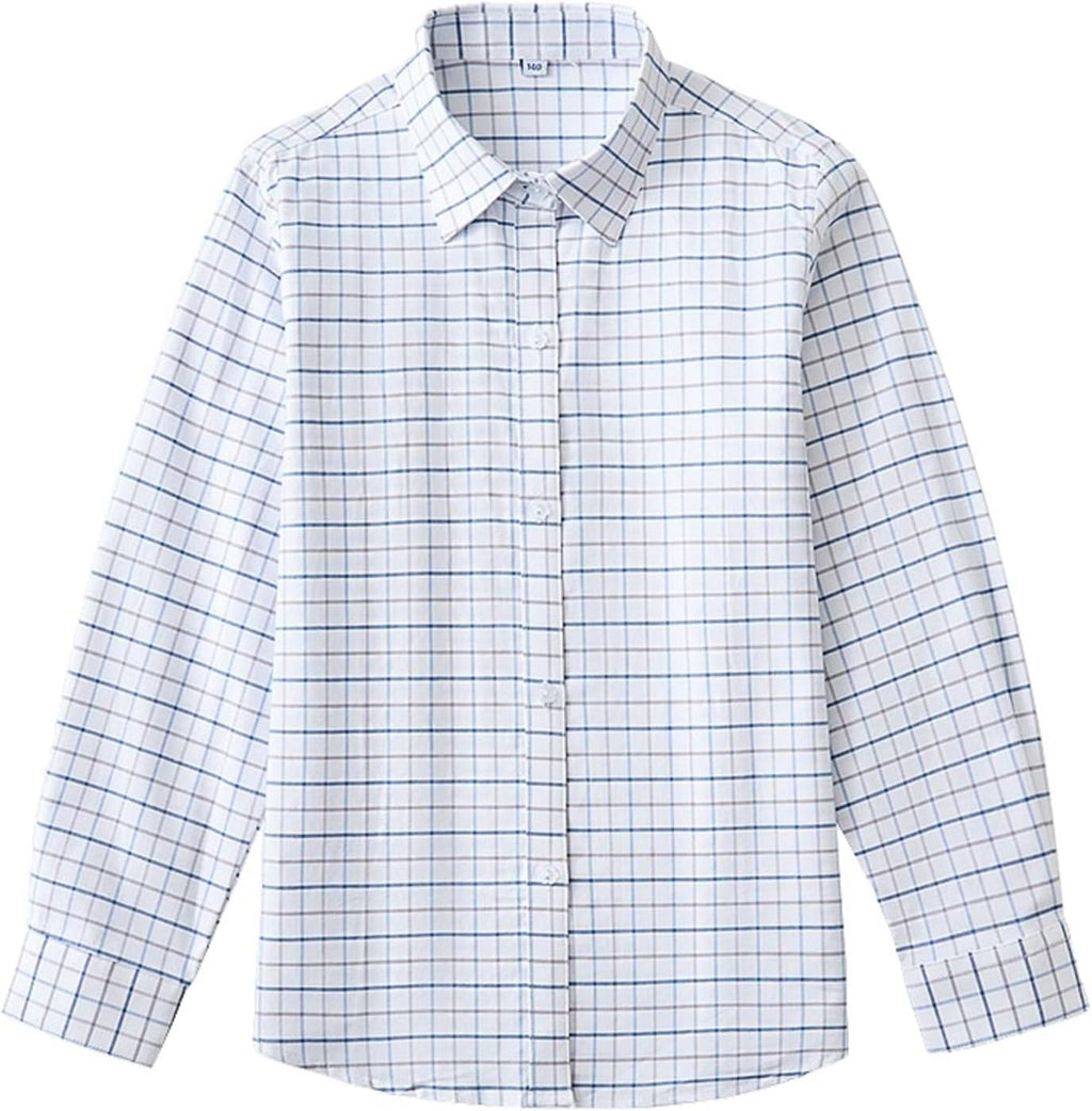 Kids Oxford Shirt Boys Girls Plaid Dress Shirts Checkered Button Down Shacket Teen School Uniform Formal Top Cozy