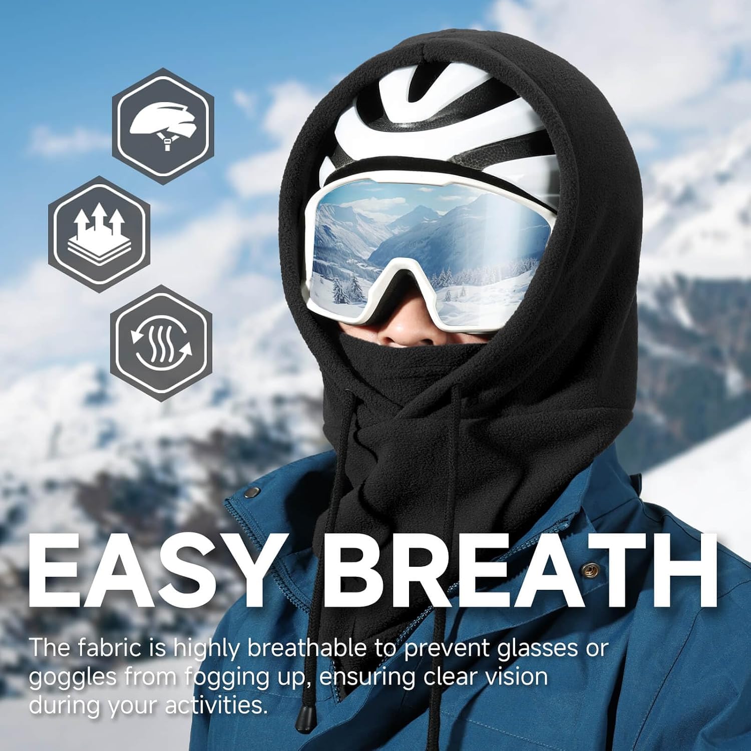 Face Balaclava Ski Mask: Windproof Thermal Convertible for Men Women | Fleece Warm Hooded Full Head Cover Neck Scarf