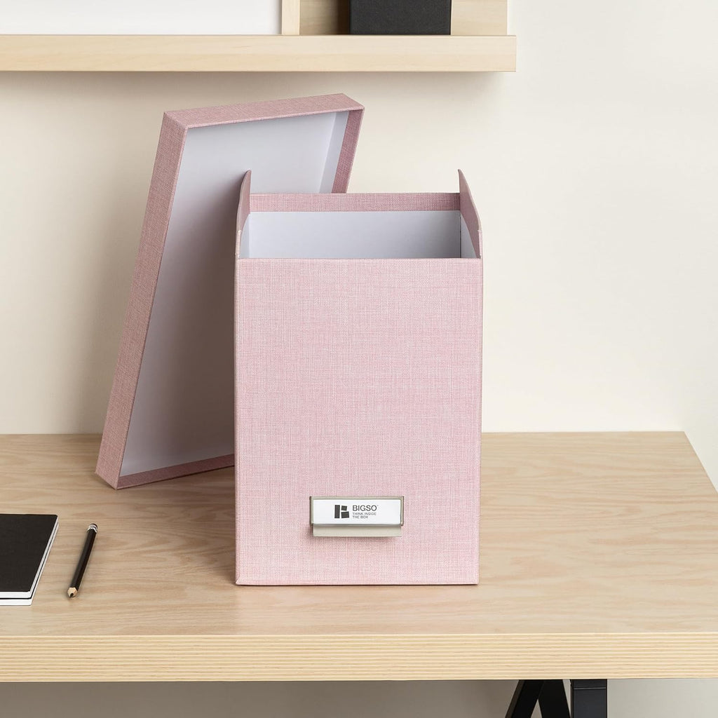 Bigso John Desktop File Box - Storage Solution and Document Organizer for Important Paperwork - Durable Hanging File