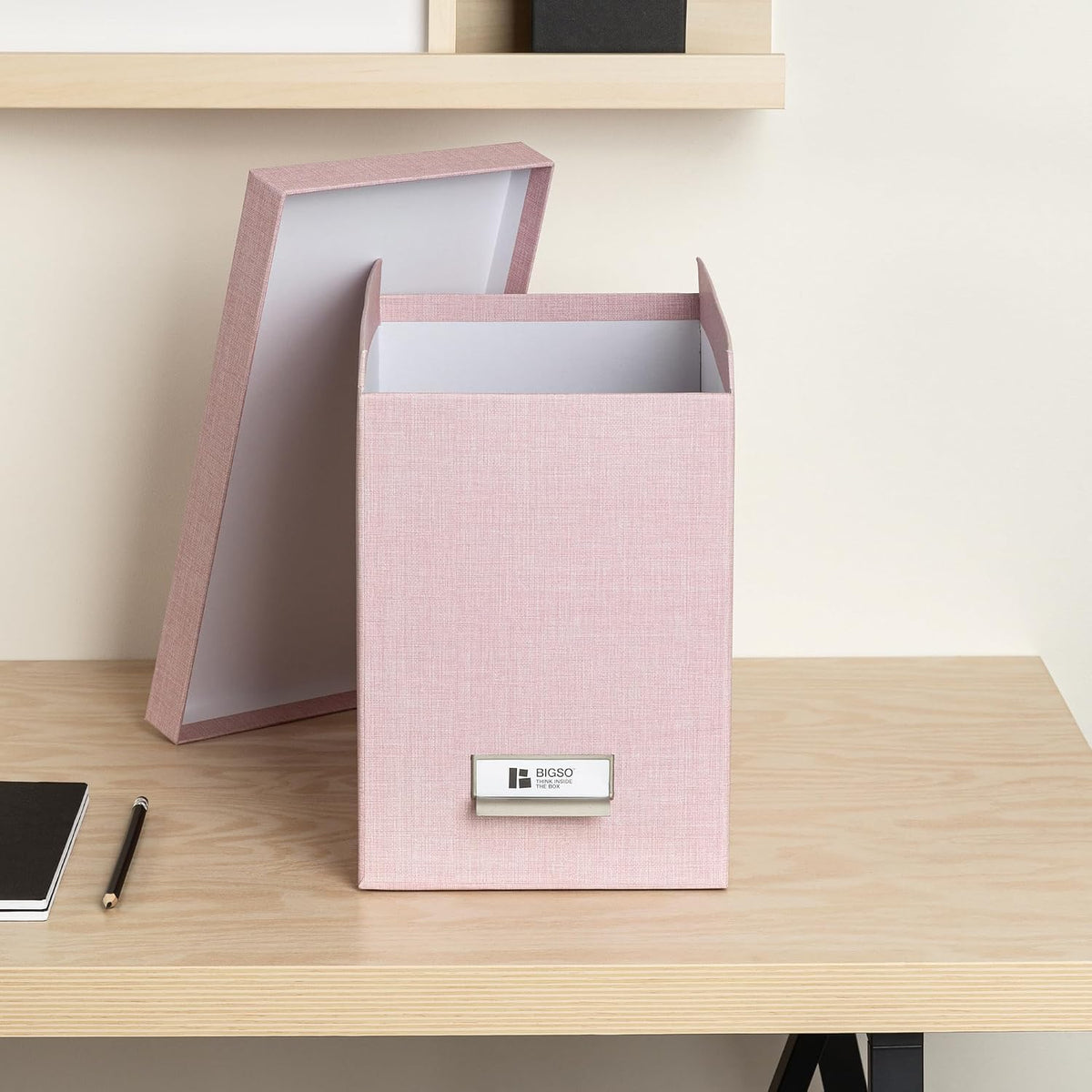 Bigso John Desktop File Box - Storage Solution and Document Organizer for Important Paperwork - Durable Hanging File