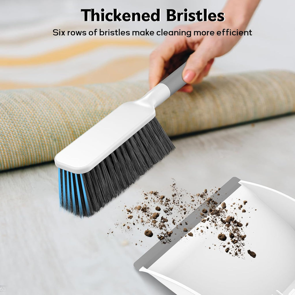 Small Dustpan and Brush Set, Nesting Snap-On Handheld Broom and Dust Pan with Teeth Portable Broom and Dustpan Set