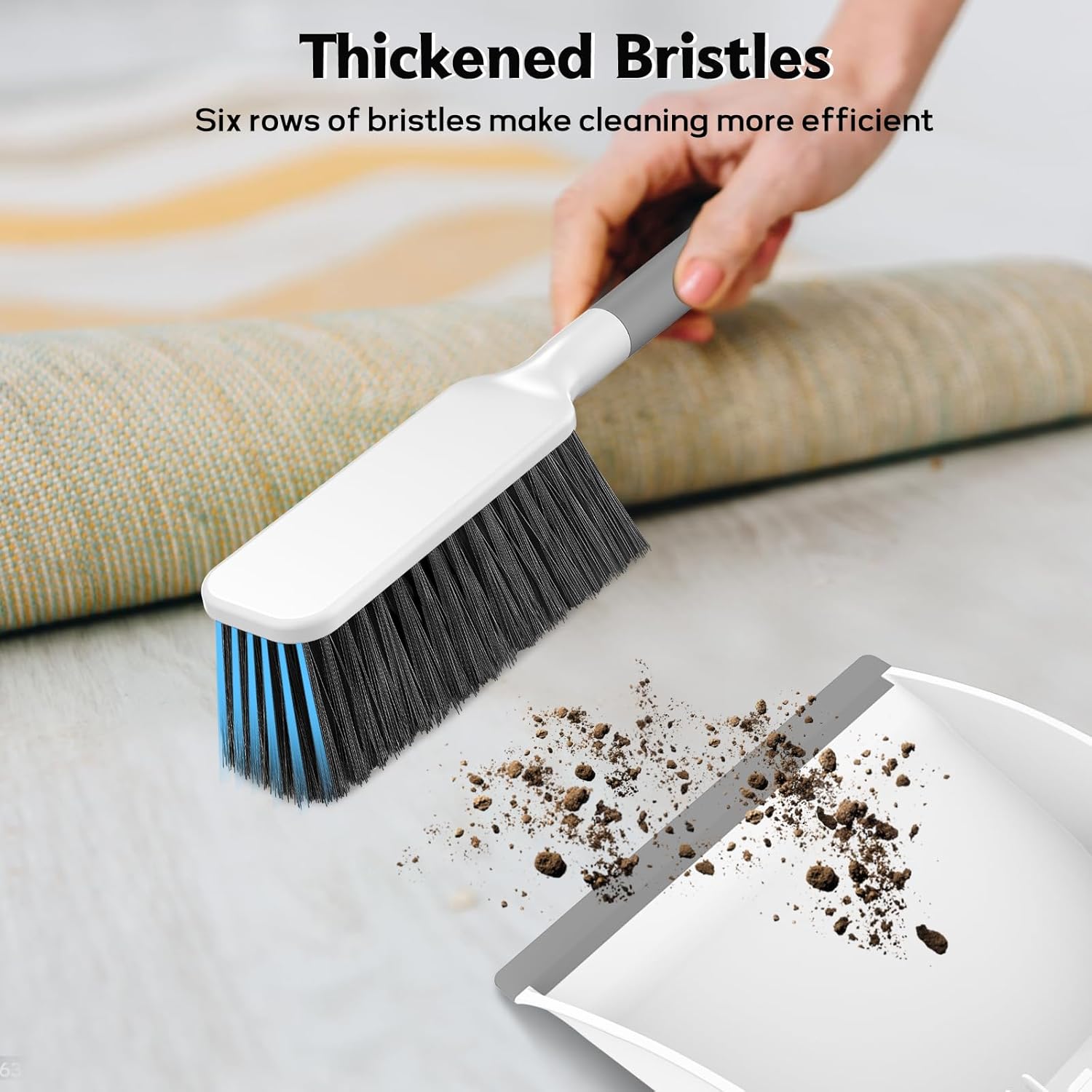Small Dustpan and Brush Set, Nesting Snap-On Handheld Broom and Dust Pan with Teeth Portable Broom and Dustpan Set