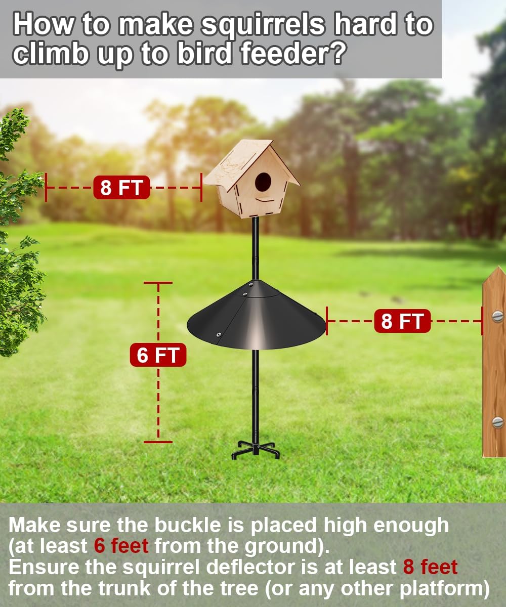 Metal Squirrel Baffle for Bird Feeder Pole, Outside Pole Mount Bird House Guard for Outdoor Shepherd’s Hook, 19 Inch