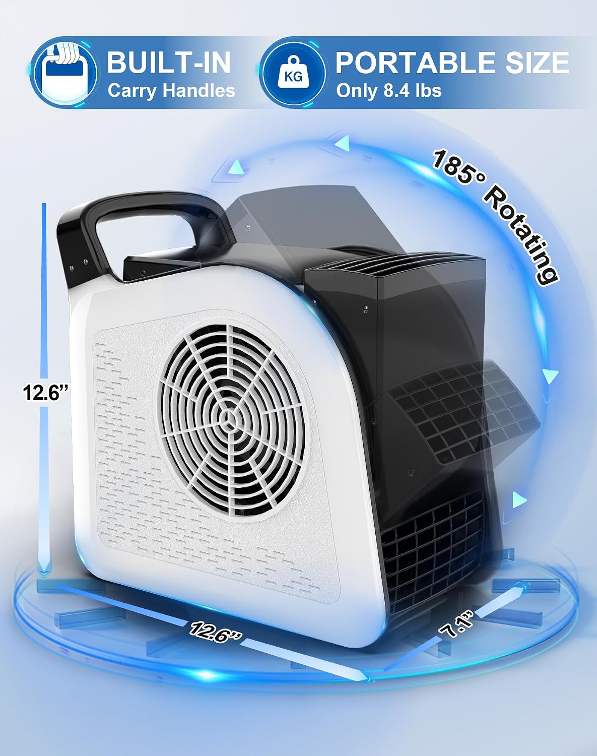 Air Mover Blower Fan - Utility Fan 3 Speeds, 2 AC Outlets, Reset and Circuit Breaker, Carpet Dryer for Garage, Gym