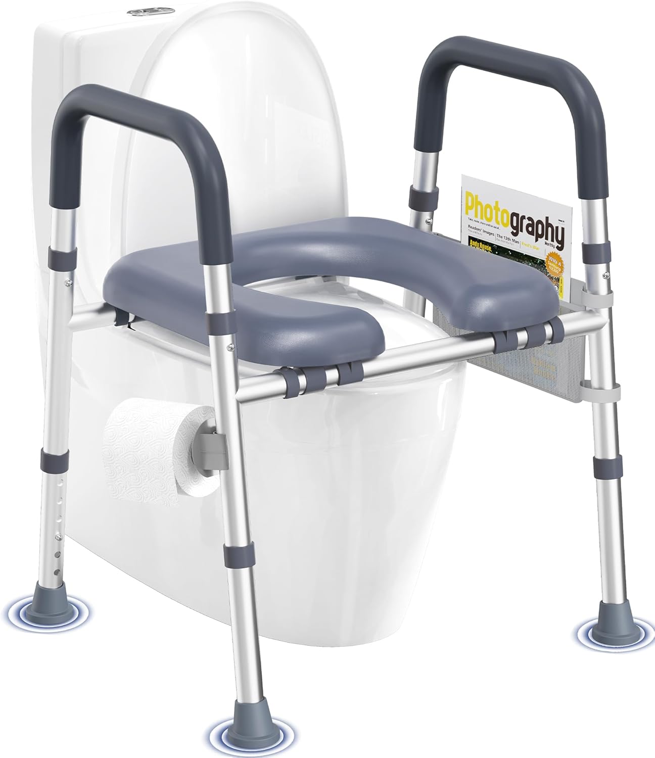 Toilet Seat Risers for Seniors, Raised Toilet Seat with Handles | Elevated Toilet Seat with Padded Seat, Adjustable