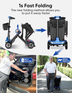 4-Wheel Folding Mobility Scooters for Seniors & Adults - 37.5lbs Light