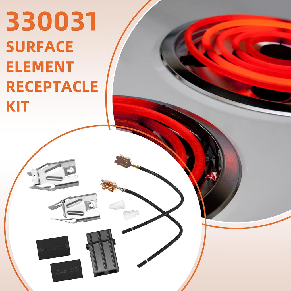 330031 Surface Element Receptacle Kit/330031 Range Burner Compatible for Whirl-Pool Ken-More Cro-sley May-tag Kithcen-aid etc Stove,Replaces AP3075808 PS340571 EAP340571 3374 by MIFLUS-4 Packs