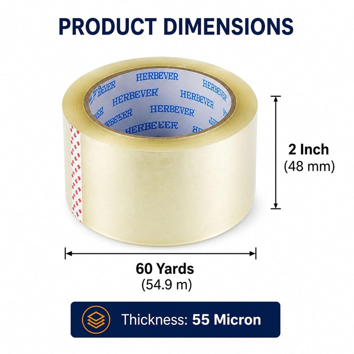 Clear Packing Tape Heavy Duty 2 Inch x 60 Yards per Roll, Strong Shipping & Moving Box Tape, Crystal Clear Carton