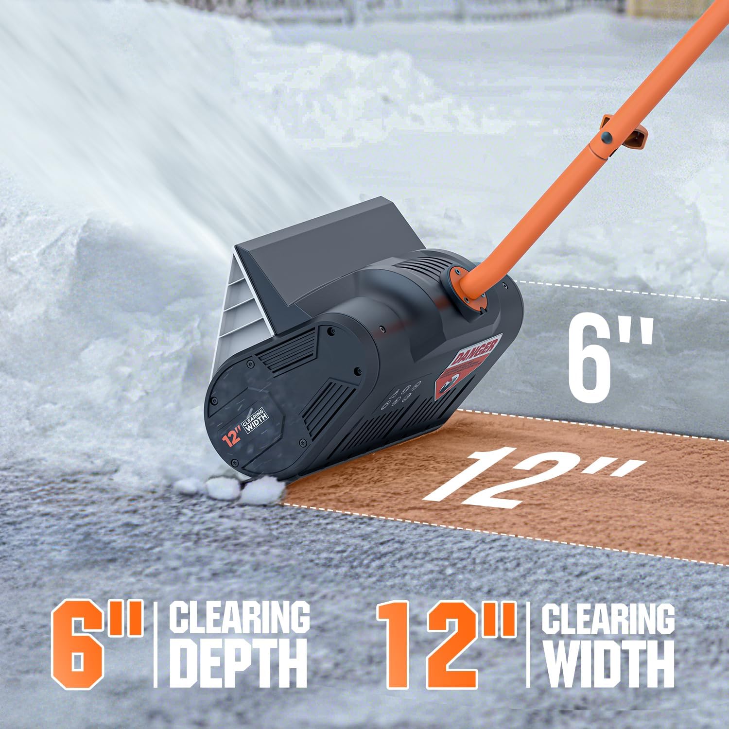 Cordless Electric Snow Shovel, 20V 12-Inch Snow Thrower with Adjustable Auxiliary Handle, Battery Powered Snow