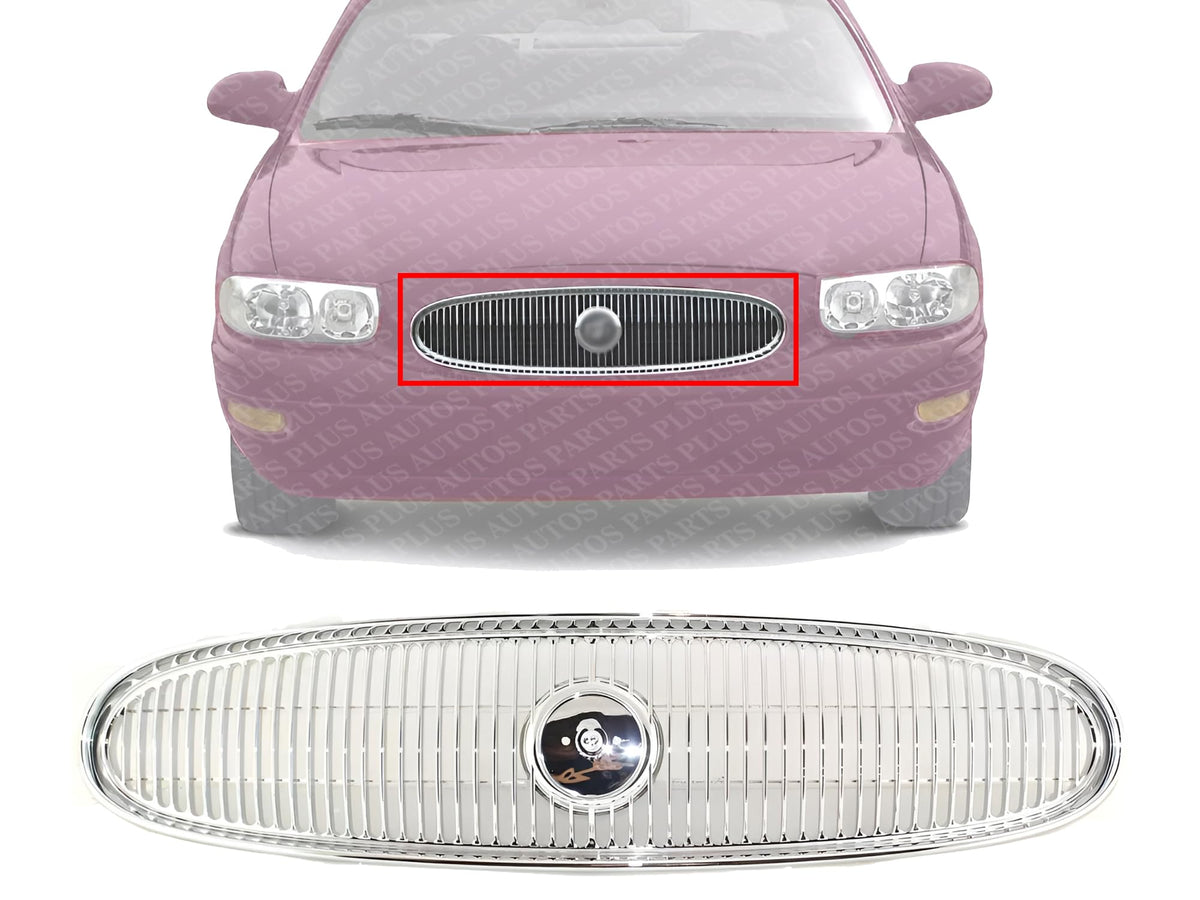AUTOS PARTS PLUS Front Grille Chrome Shell And Insert Direct Replacement Compatible With 2000-2005 Buick LeSabre GM1200427 25767965