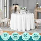 Classic Series 2 Pack 120inch Round Polyester Table Cloth, White