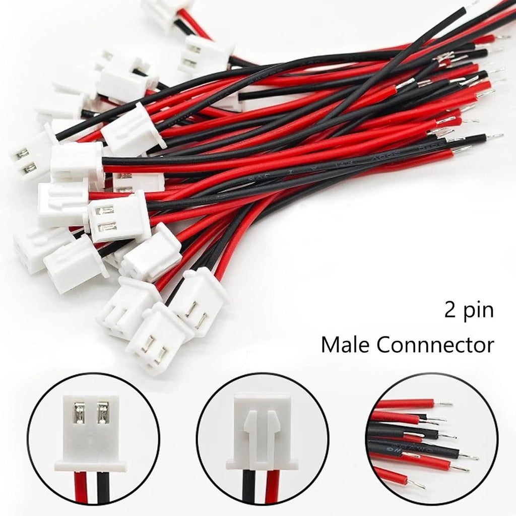JST PH 2.0mm 2 Pin Connector,20 PCS Male Plug and 20 PCS Female Socket, Micro Wire Connectors with 150mm Extension Cable AWG 26