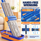 16.5" Self Wringing Flat Mop and Collapsible Bucket Set