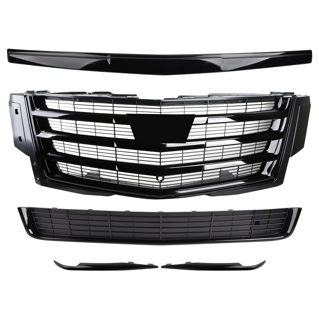 Black Grille Set 5pcs Compatible with 2015-2020 Cadillac Escalade Luxury